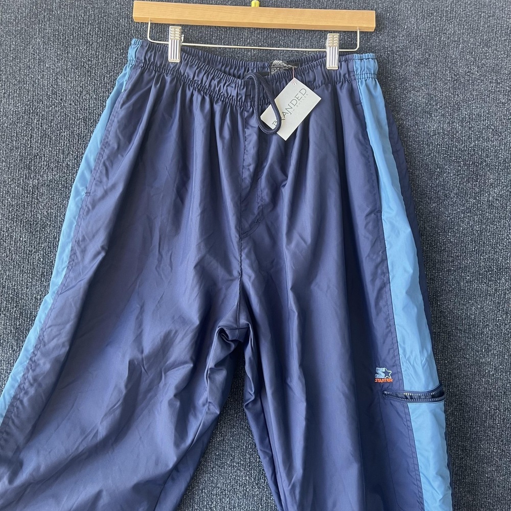 Starter Track Pants Mens Large Navy Blue Athletic Windbreaker Retro 90s Nylon